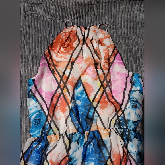 [Flawed] Lily Rose - Women's Floral Halter-neck Blouson Maxi Dress - Multi - S - Picture 6 of 9